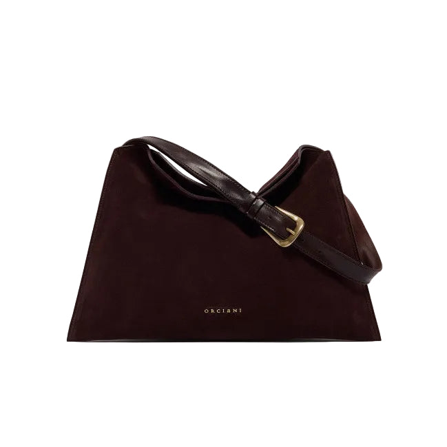 Borsa Trinity Peach Oro Midi a spalla in suede e cuoio