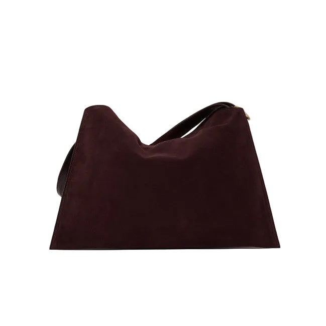 Borsa Trinity Peach Oro Midi a spalla in suede e cuoio