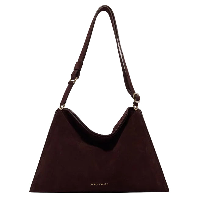 Borsa Trinity Peach Oro Midi a spalla in suede e cuoio