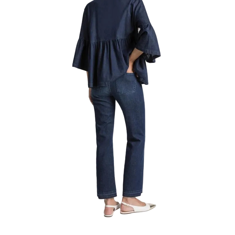 Pantalone con Cinta Elastica in Denim