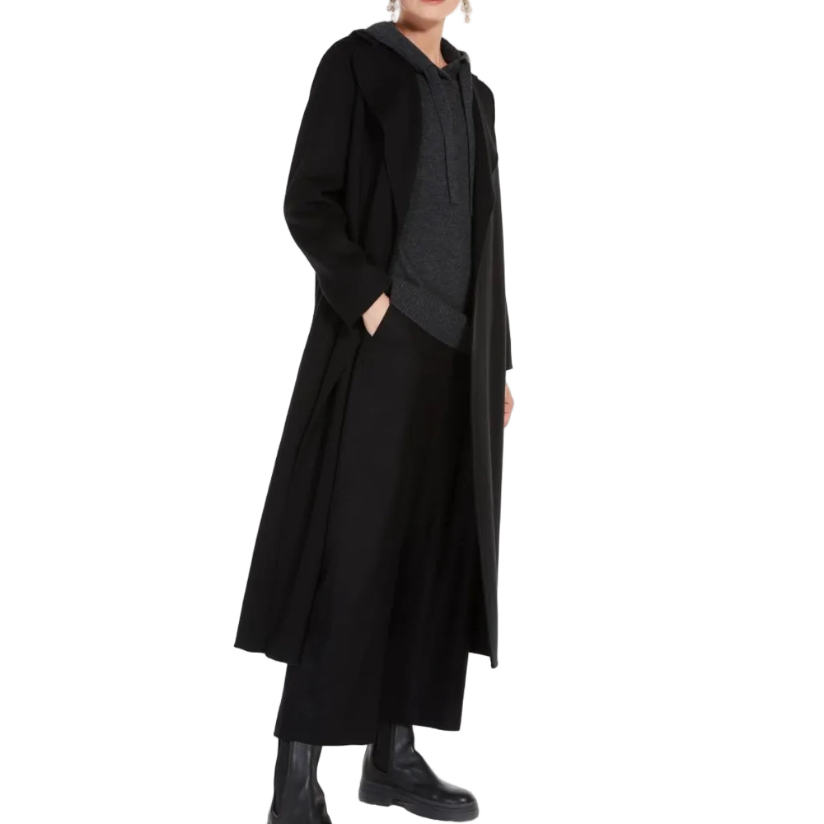 Cappotto a vestaglia in drap di lana Poldo