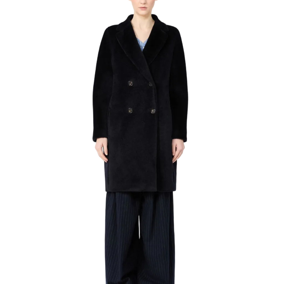 Cappotto midi in alpaca e lana Roseto