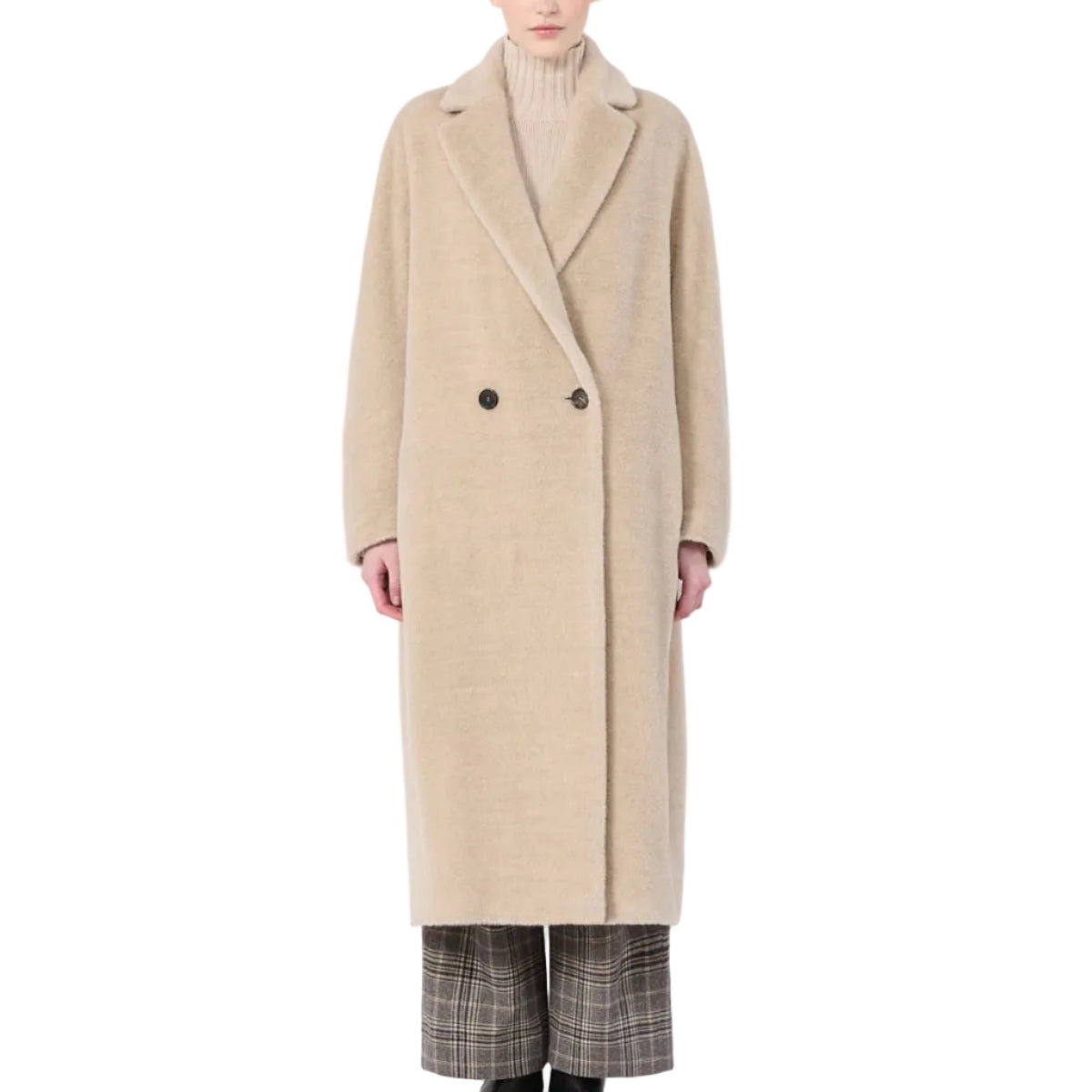 Cappotto doppiopetto in alpaca e lana