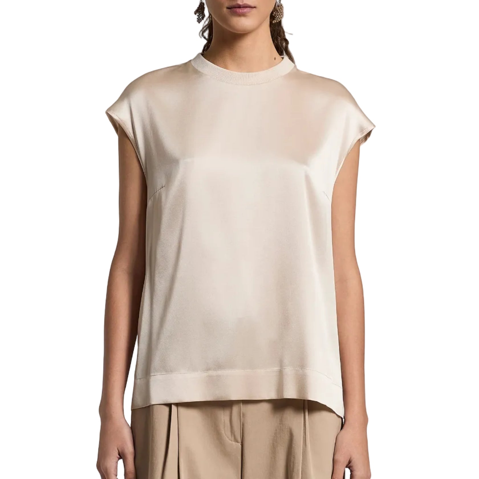T-shirt in raso di seta stretch
