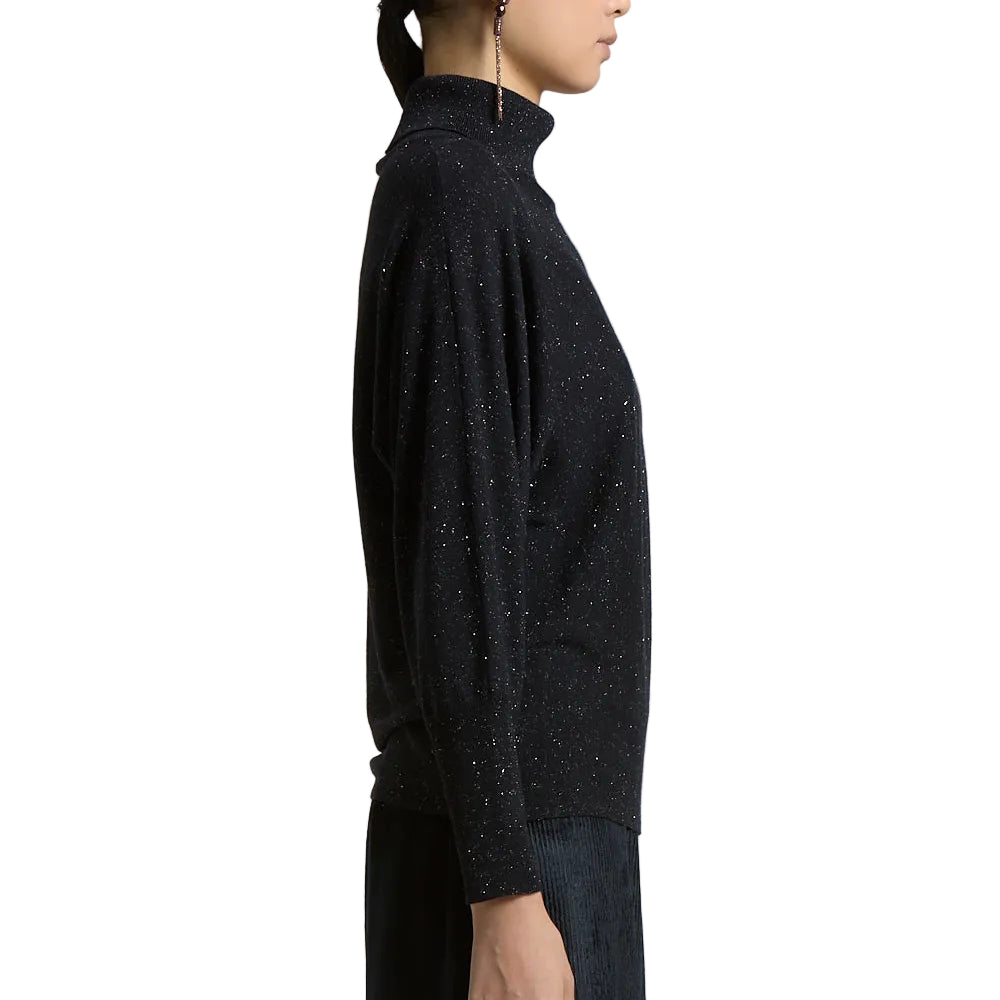 Maglia donna tricot Filato in lana e viscosa con pagliuzze laminate