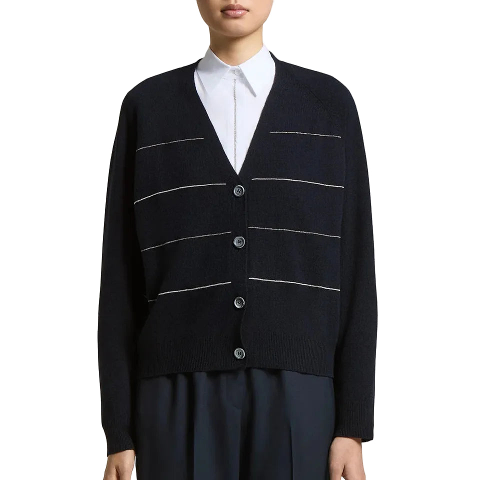 Cardigan in lana, seta e cashmere