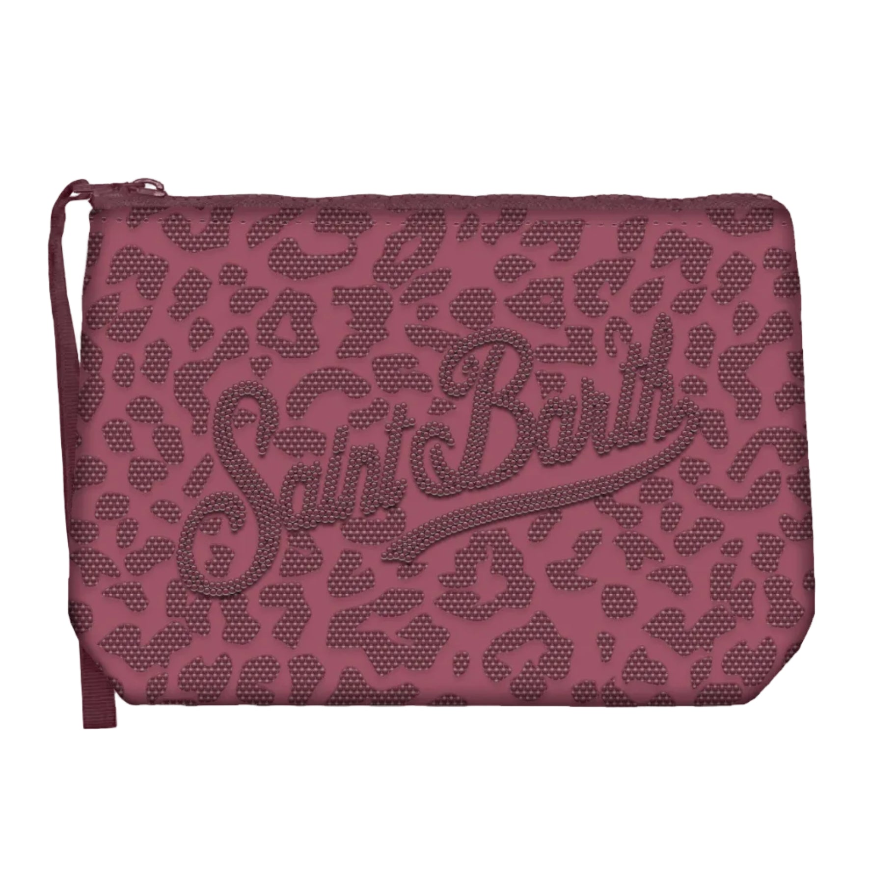 Pochette Aline in scuba con stampa leopardata e strass applicati