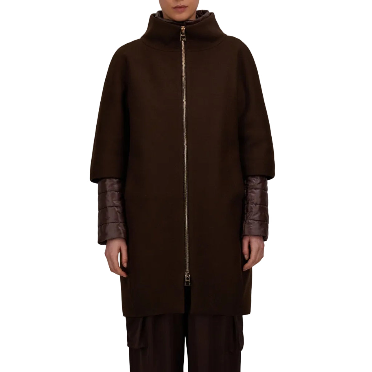 CAPPOTTO A UOVO IN ECO WOOL E ULTRALIGHT