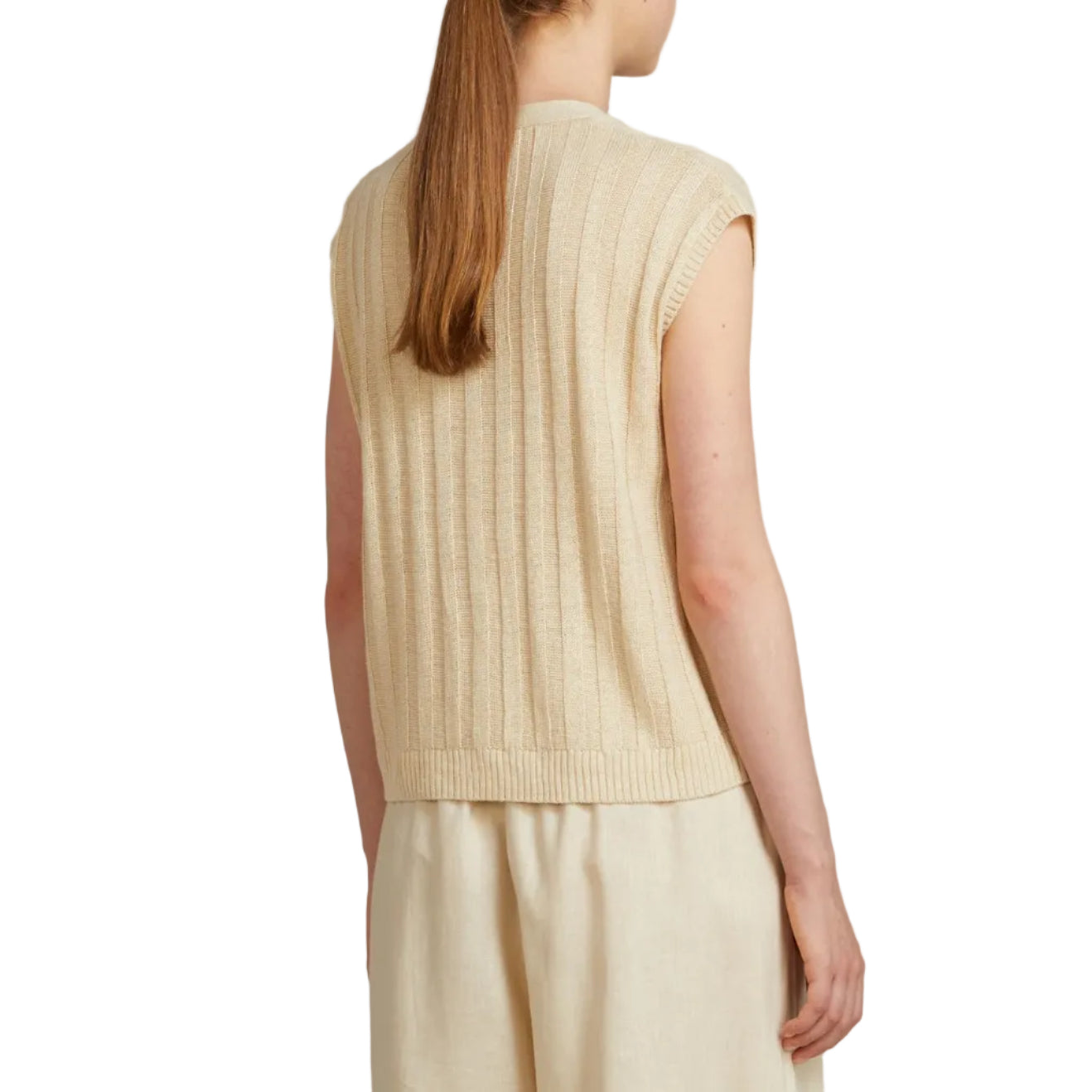 Gilet con Scollo a V Lavorato a Coste Ranghi