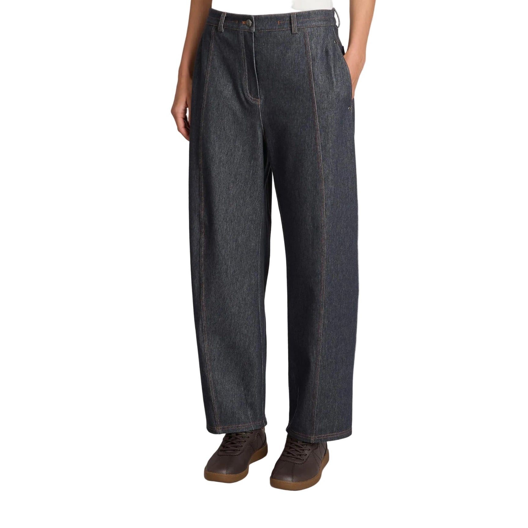 Pantalone barrel leg effetto denim Bevanda