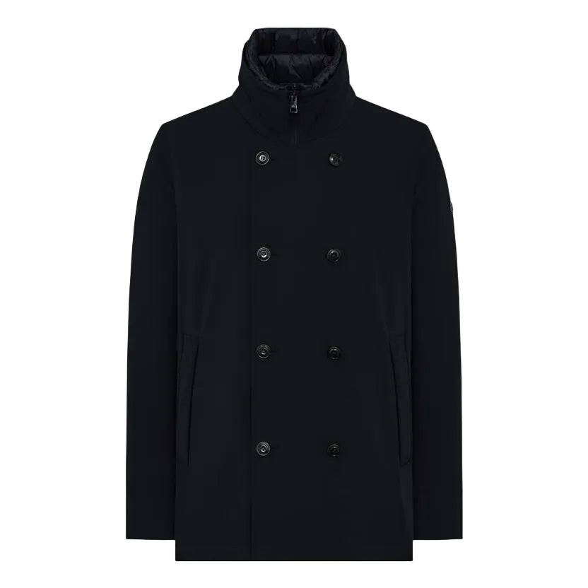 PEACOAT IN TESSUTO TECNICO BI-STRETCH CON COLLO IN PIEDI E PETTORINA STACCABILE EDMUND
