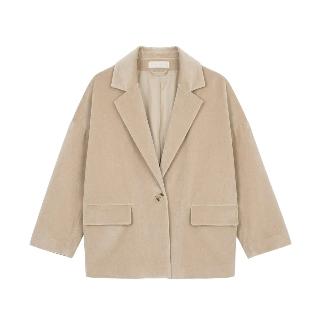 Giacca donna in velluto marrone e maniche 3/4