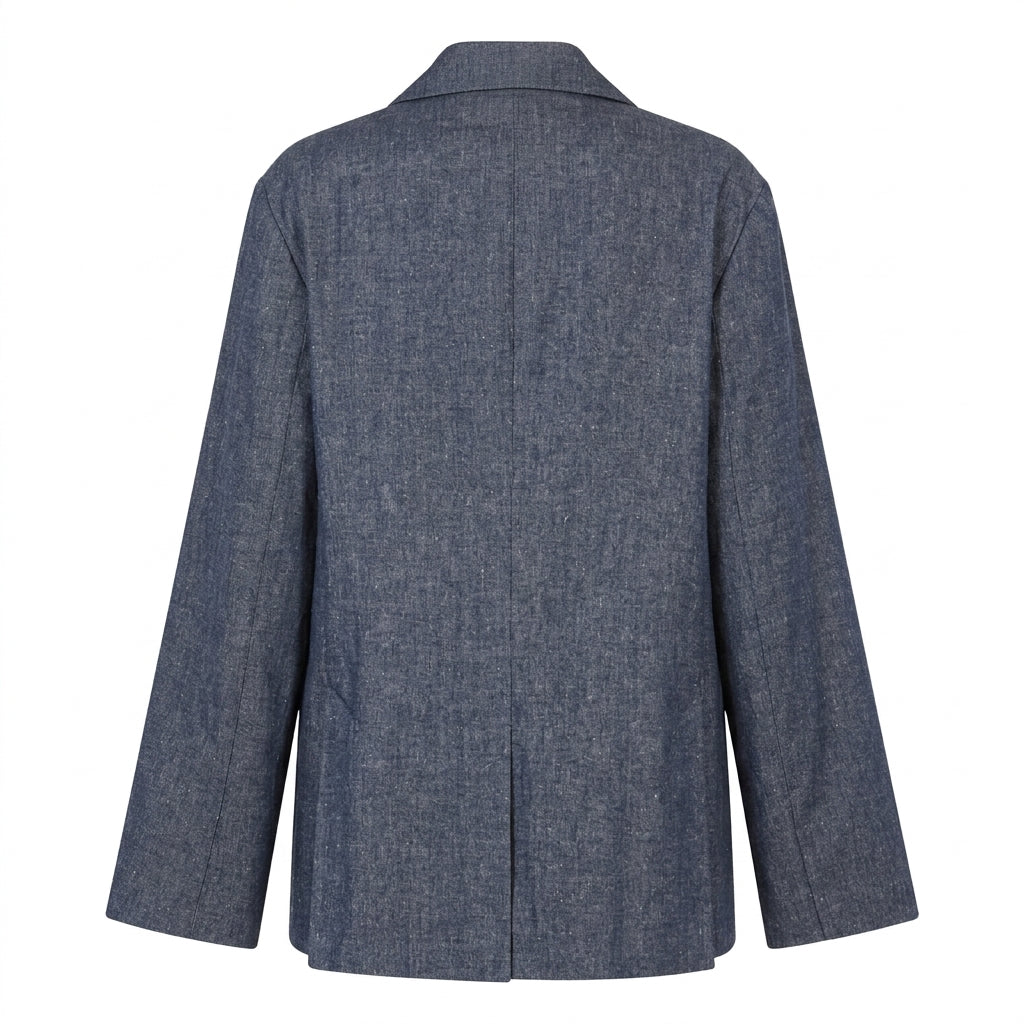 Giacca Doppiopetto Effetto Denim Nero