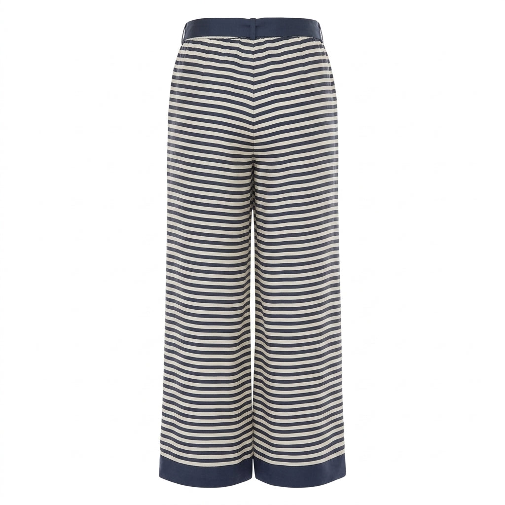 Pantalone in seta stampata con cintura