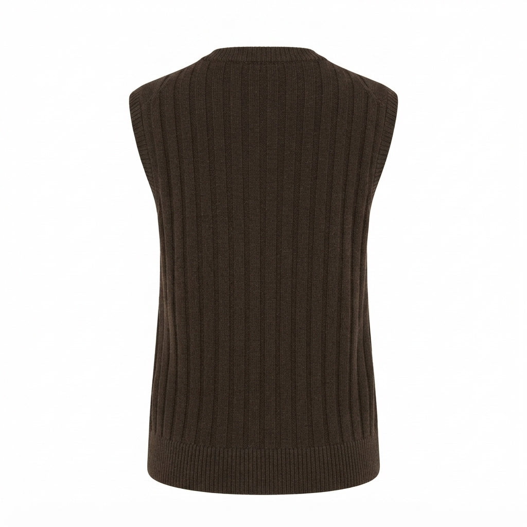 Gilet con Scollo a V Lavorato a Coste Ranghi