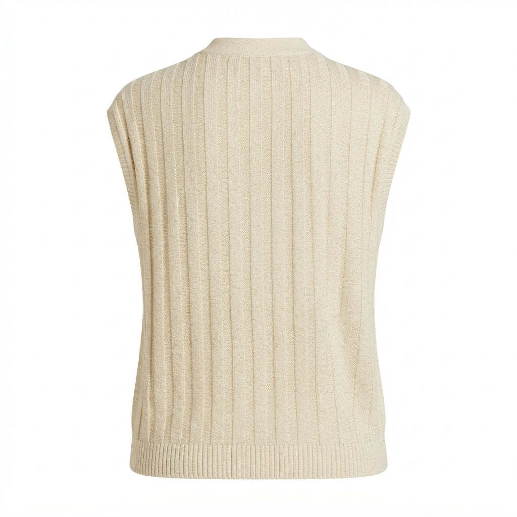 Gilet con Scollo a V Lavorato a Coste Ranghi