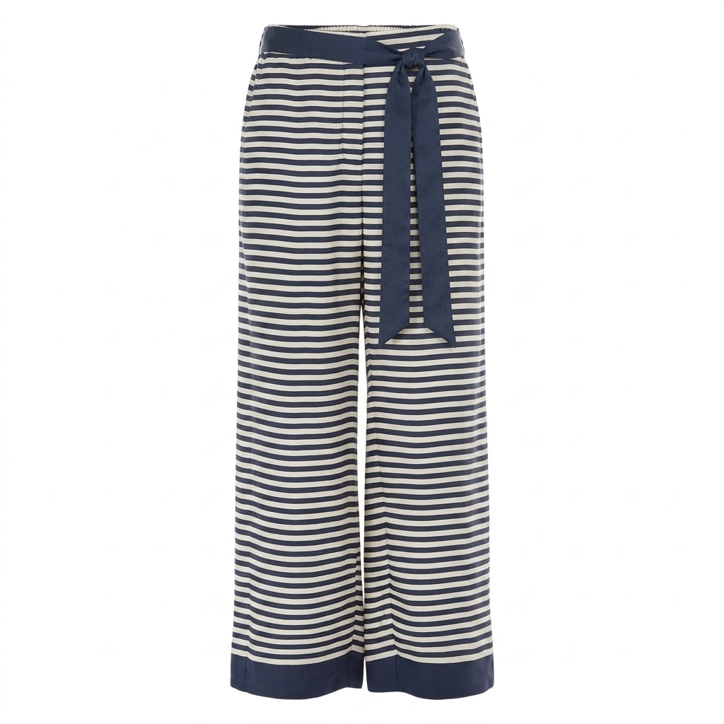 Pantalone in seta stampata con cintura