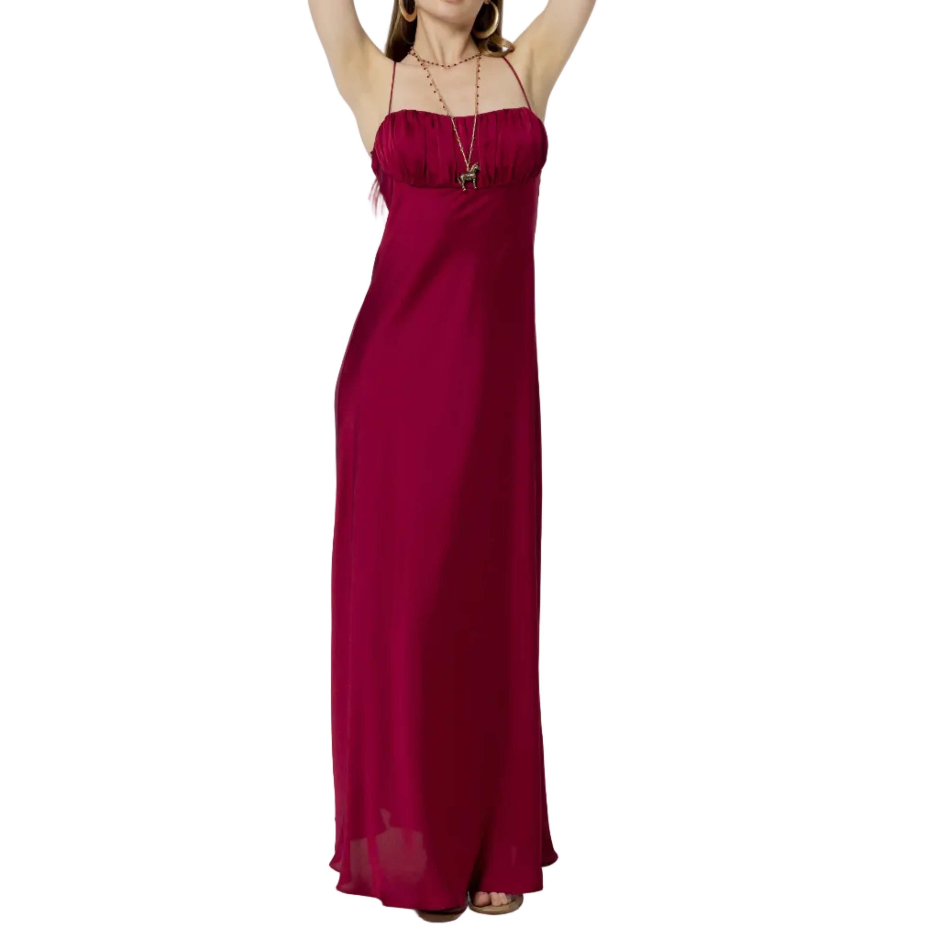Slip Dress Con Arricci sul Petto
