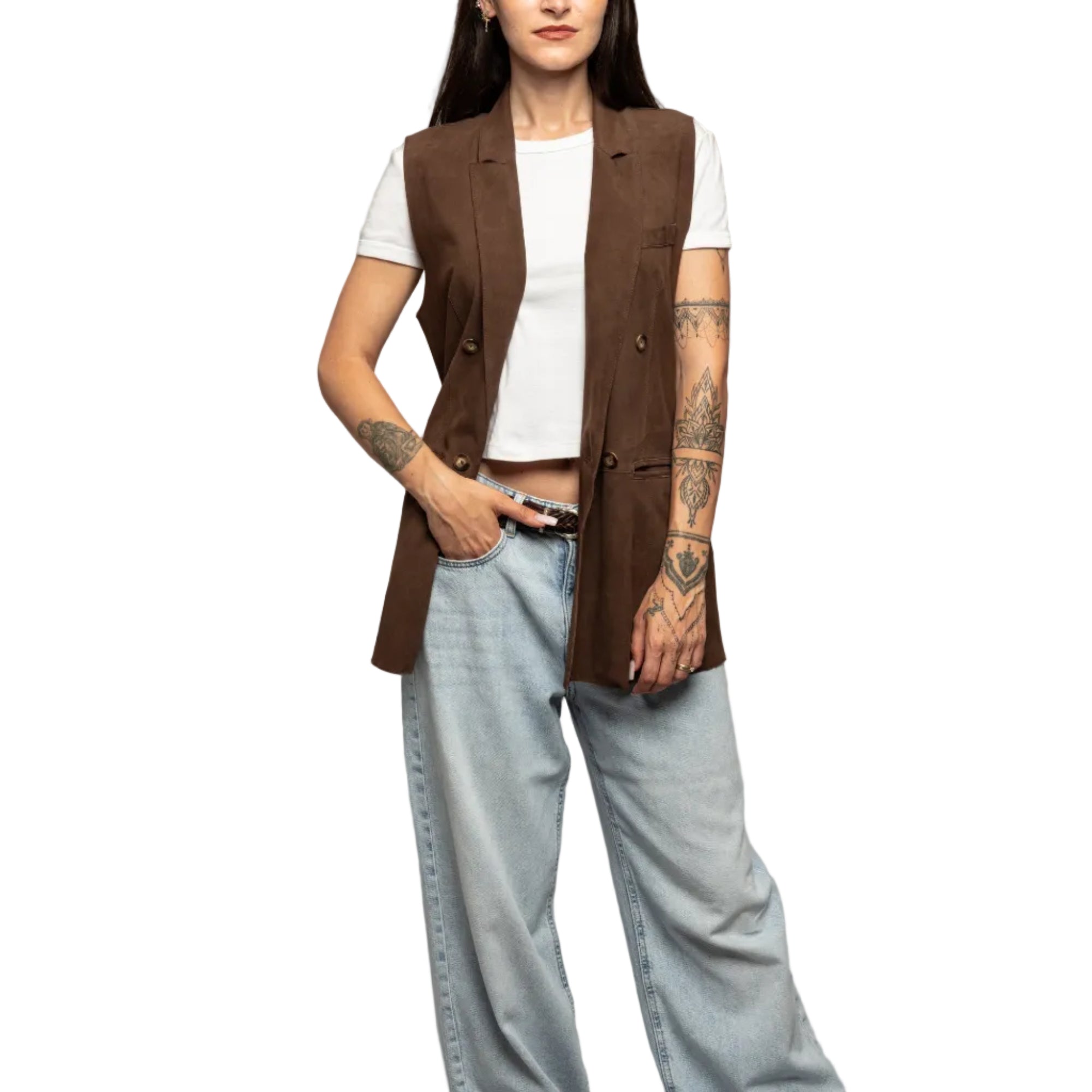 Gilet in Velvet Suede Lanai