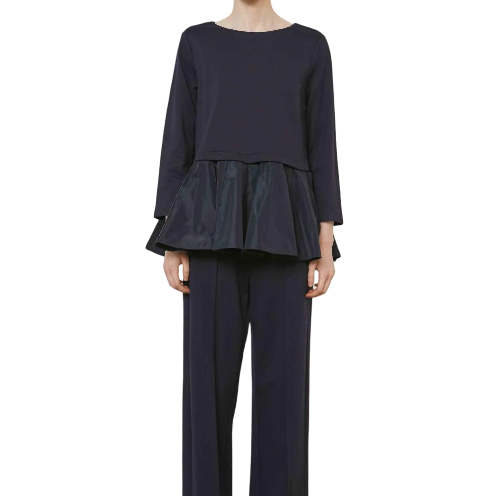 Meimeij Blusa a Manica Lunga con Fondo Arricciato