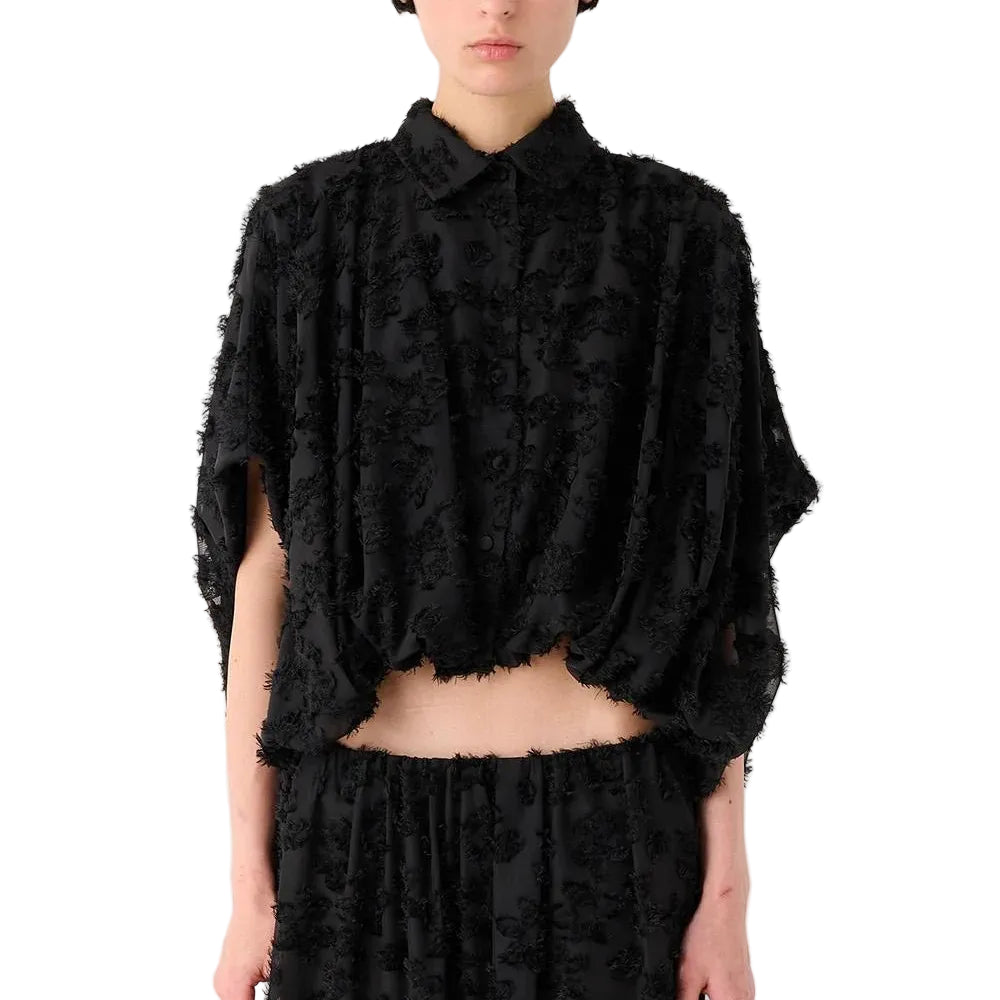 CAMICIA A PALLONCINO IN VOILE A JACQUARD