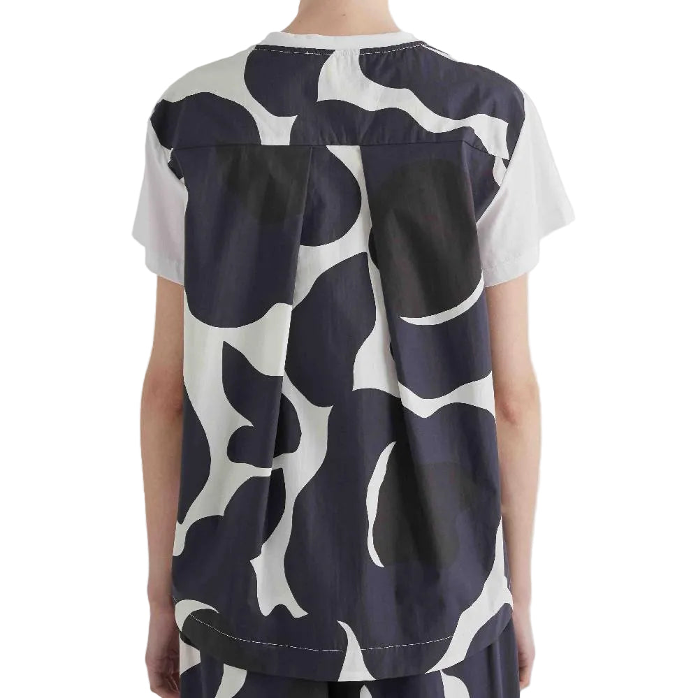 T-SHIRT CON TESSUTO STAMPATO SUL DIETRO