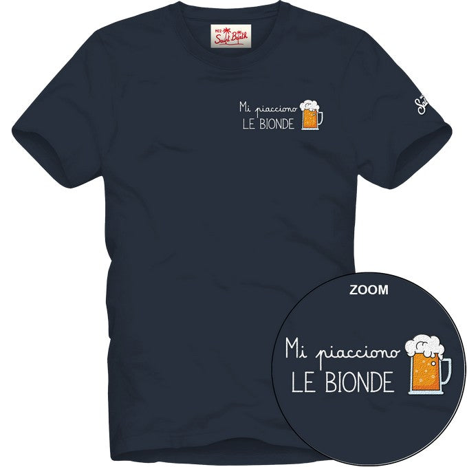 T-shirt Portofino blu con ricamo