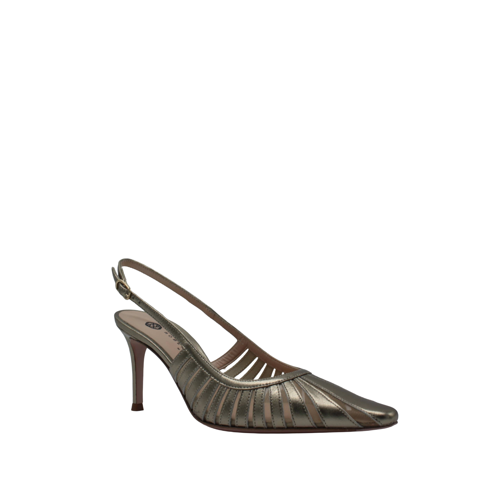 SLINGBACK IN PELLE LAMINATA CON INTAGLI LASERATI E TACCO MEDIO SUNNY
