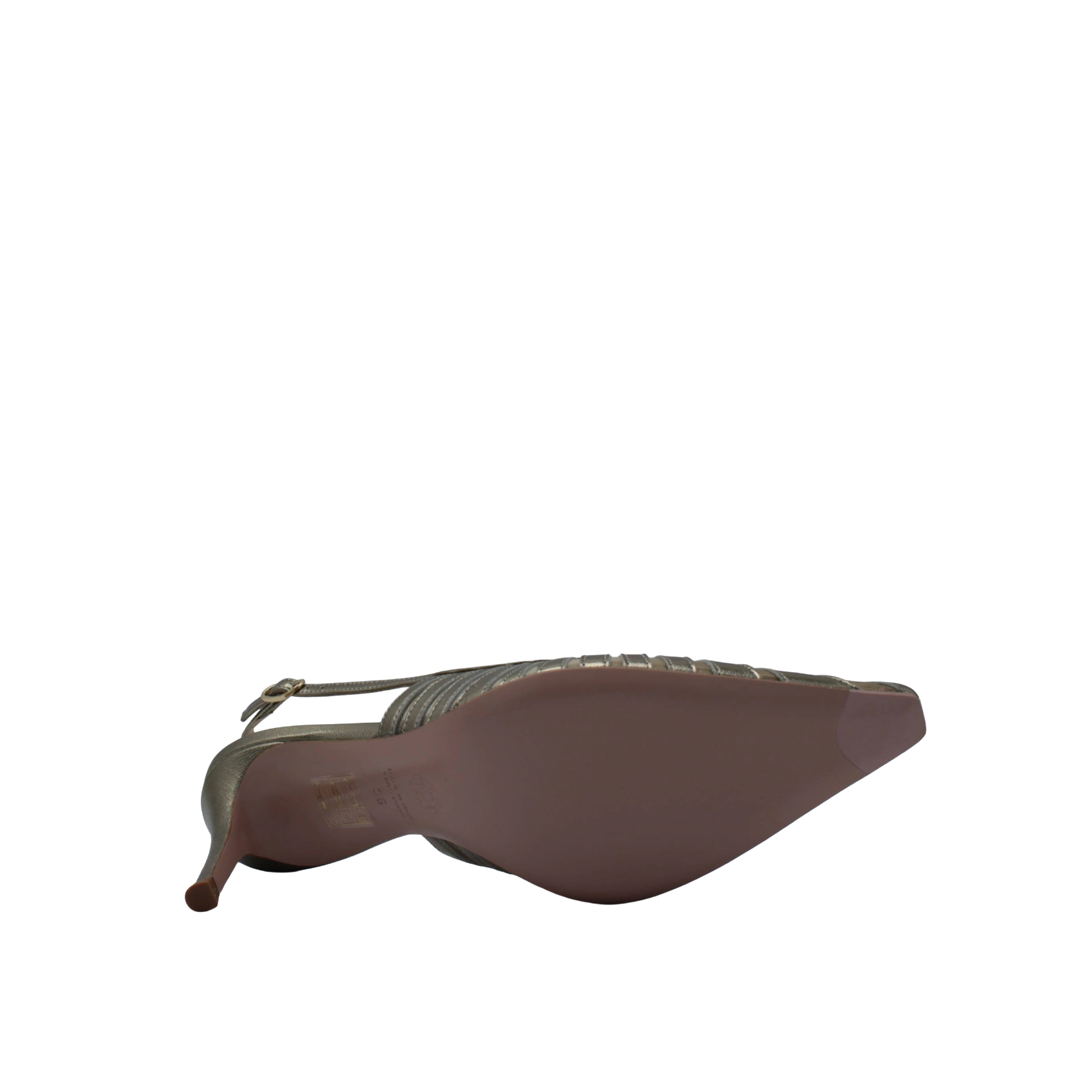 SLINGBACK IN PELLE LAMINATA CON INTAGLI LASERATI E TACCO MEDIO SUNNY