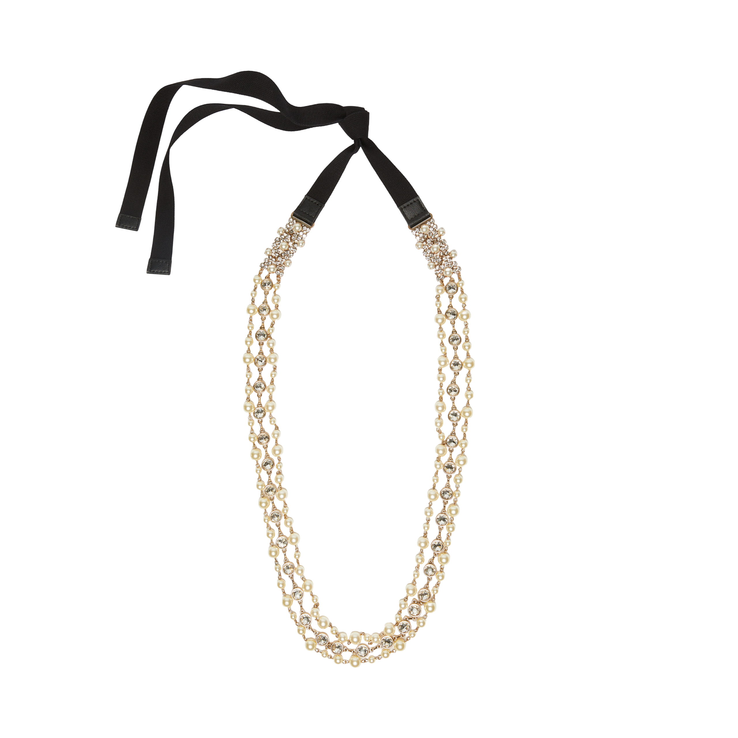 Collana gioiello con perle e strass