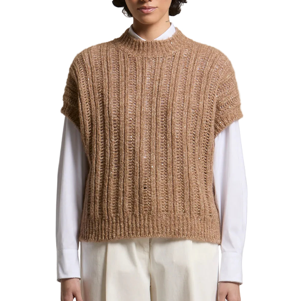 Maglia donna tricot Soffice filato mouliné di alpaca, lana e cotone