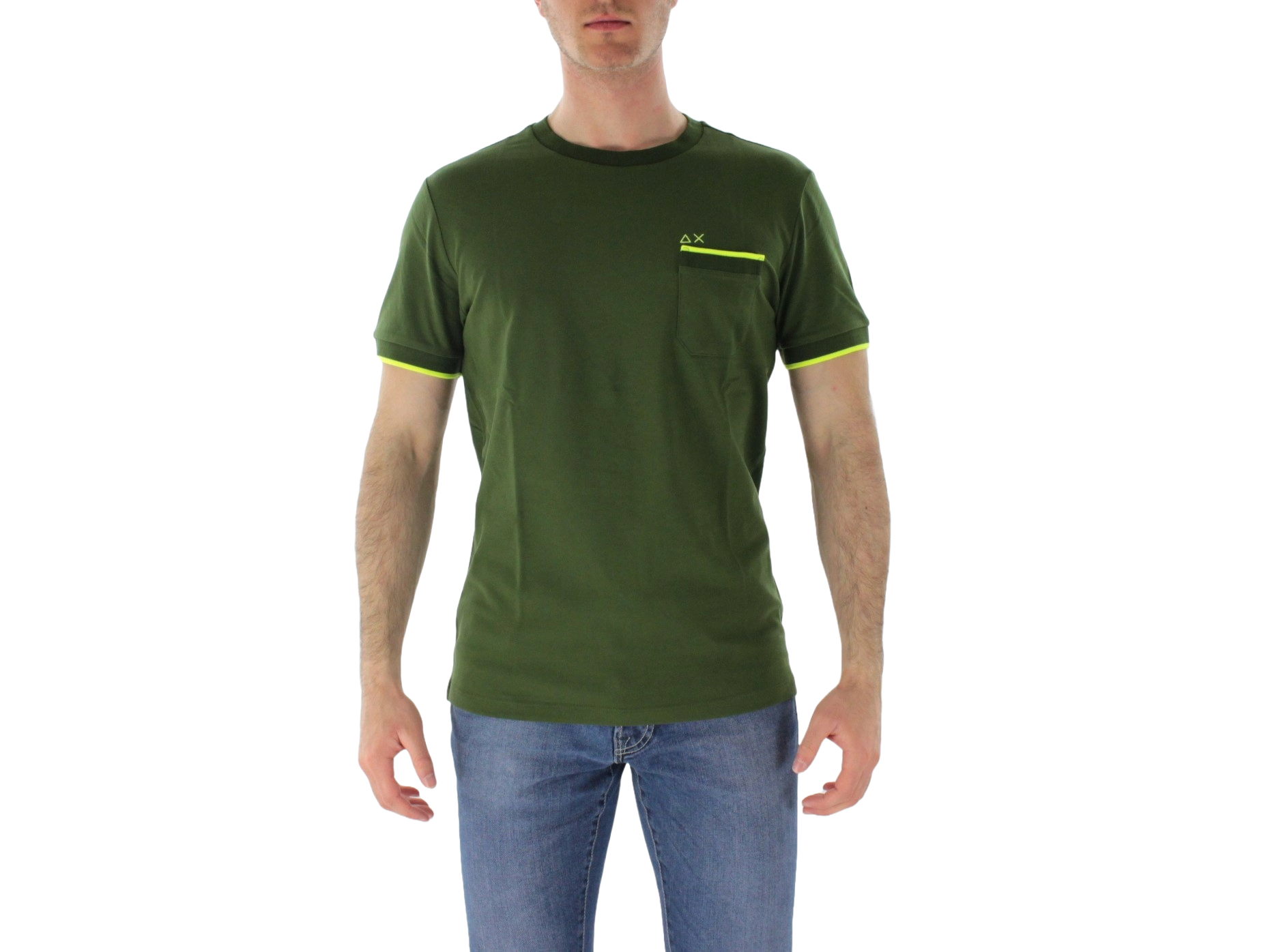 Sun68 t-shirt pe small stripes on cuffs