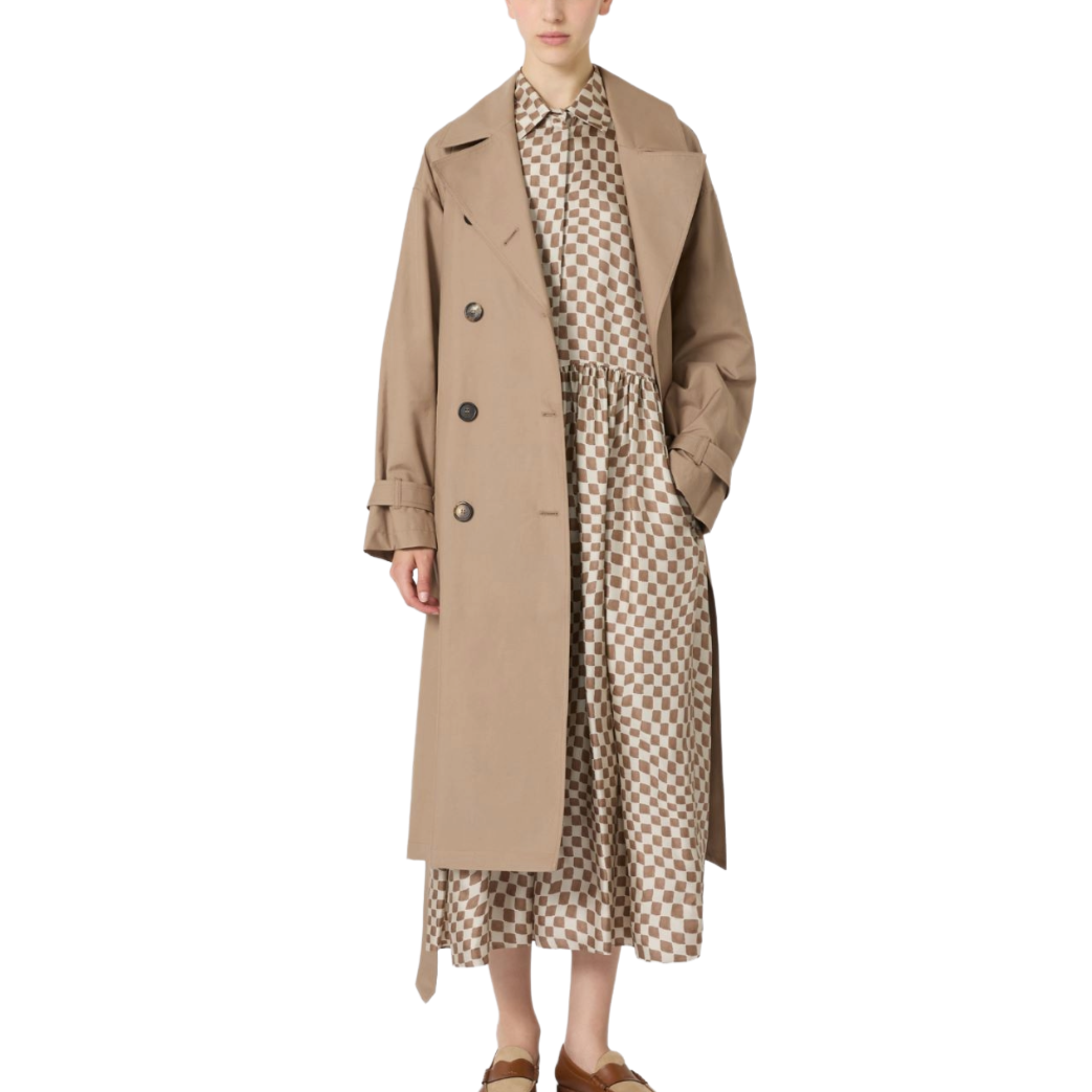 'S Max Mara Trench Lungo In Twill Di Cotone Fiorito