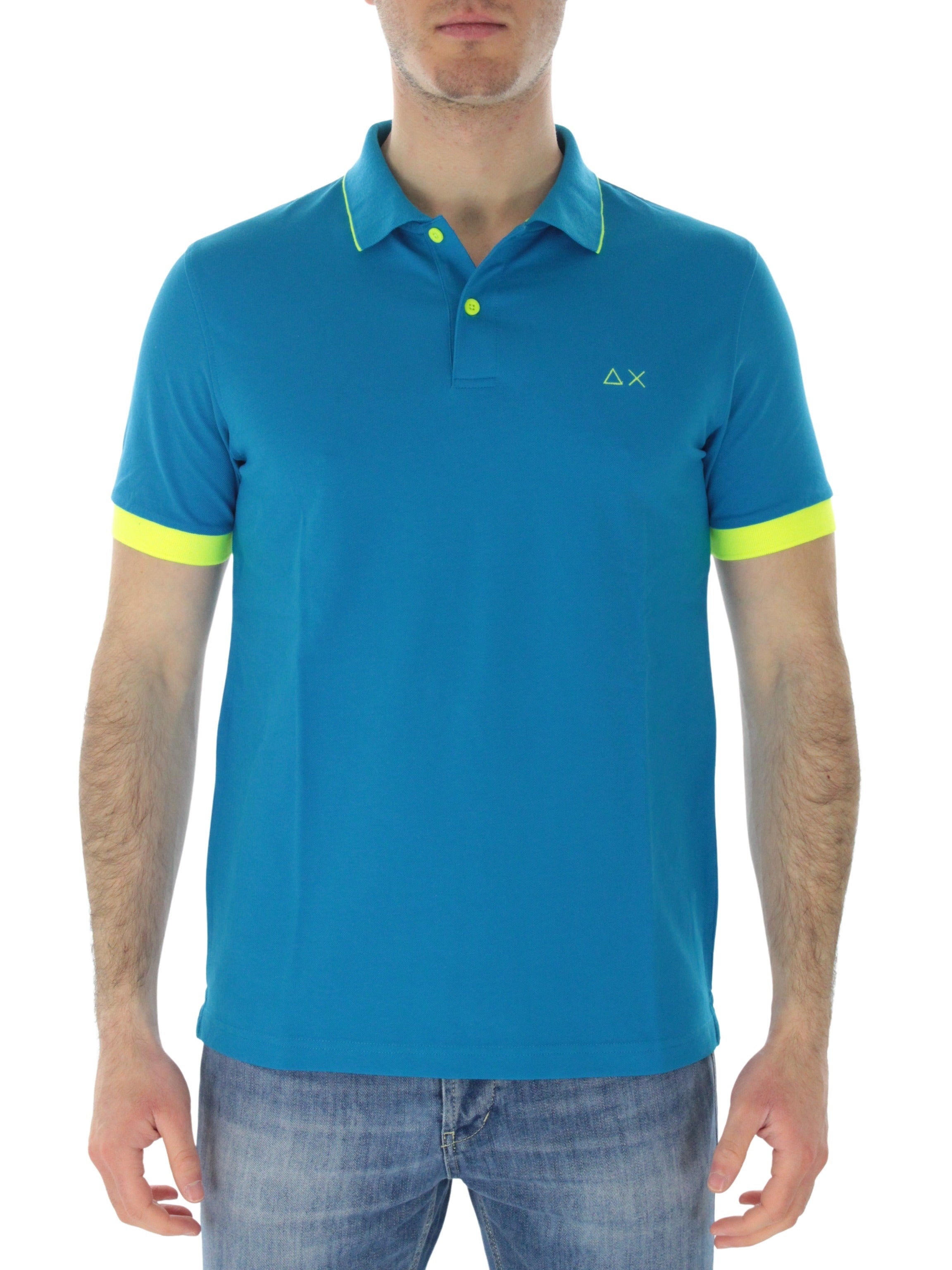 Sun68 polo righino fluo