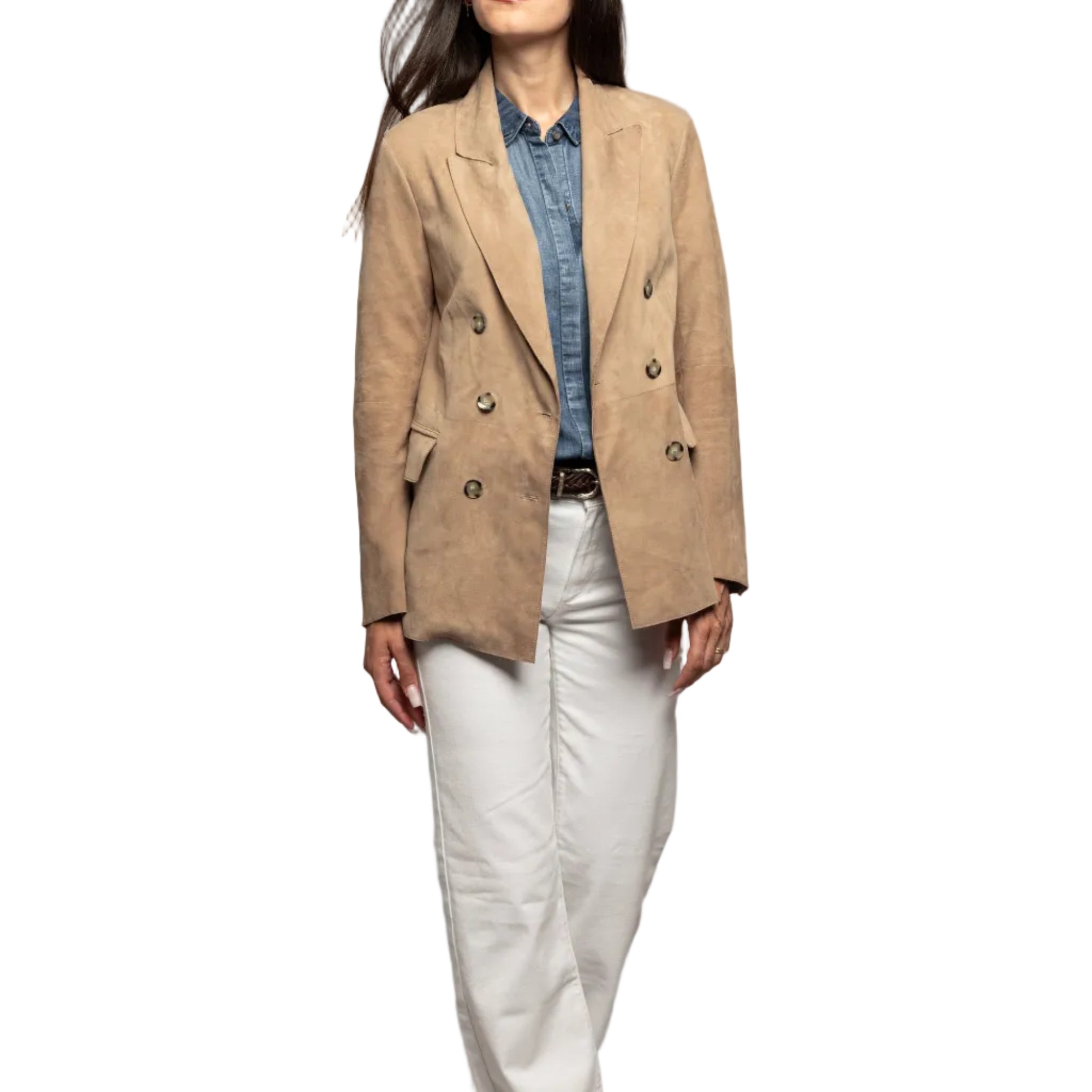 Giacca Doppiopetto in Suede Tiaki