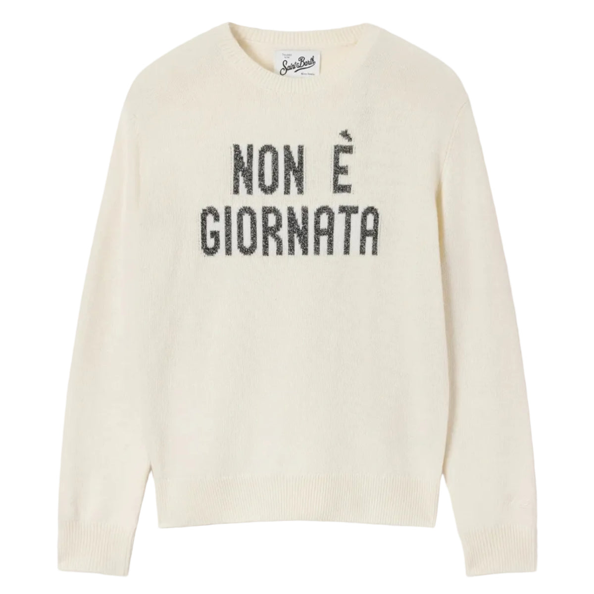 Maglia girocollo New Queen off white con ricamo Non È Giornata in lurex