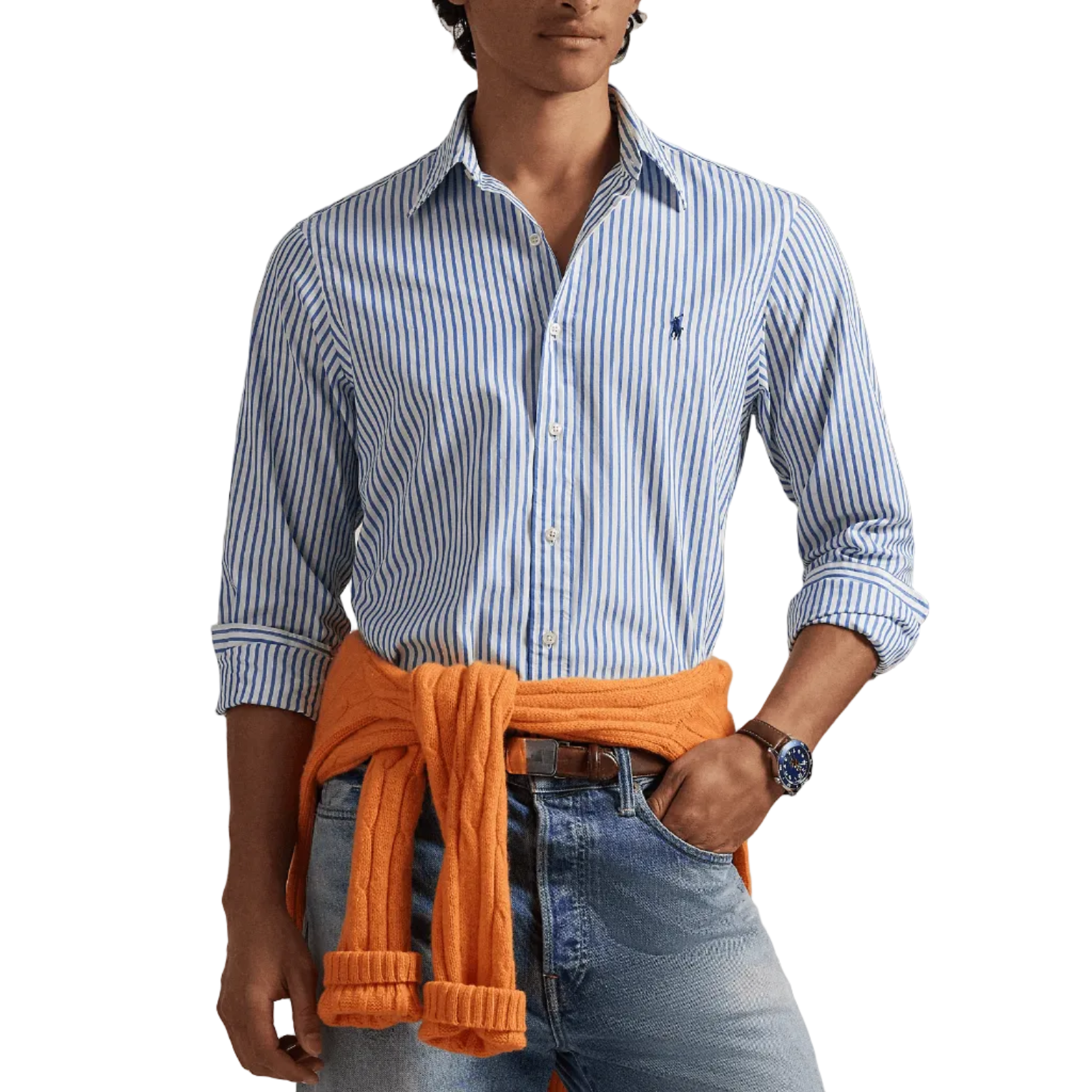 Camicia in Popeline a Righe Custom Fit