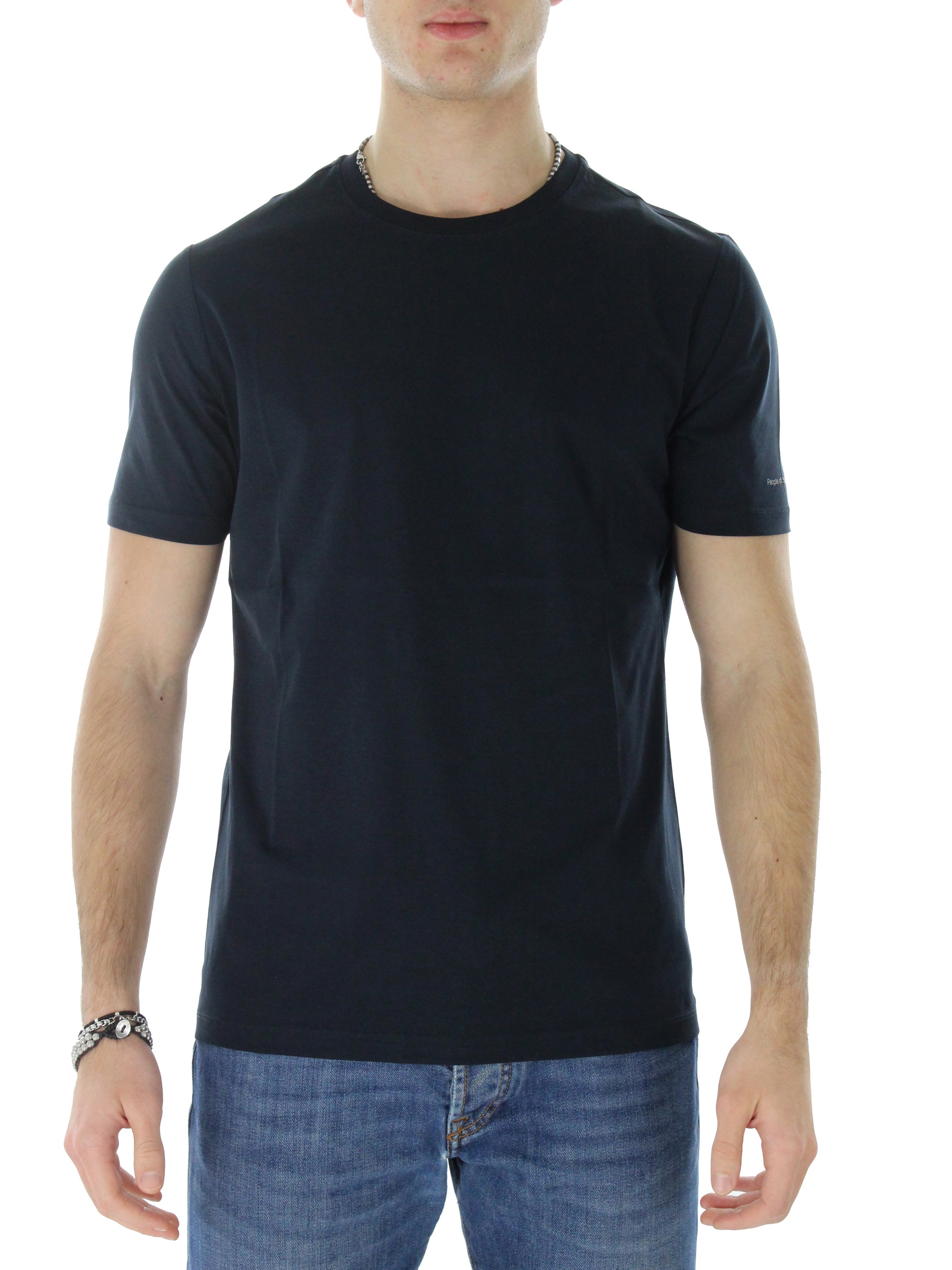 PEOPLE OF SHIBUYA T-SHIRT LOGO SHIKO PM444M BLU NAVY