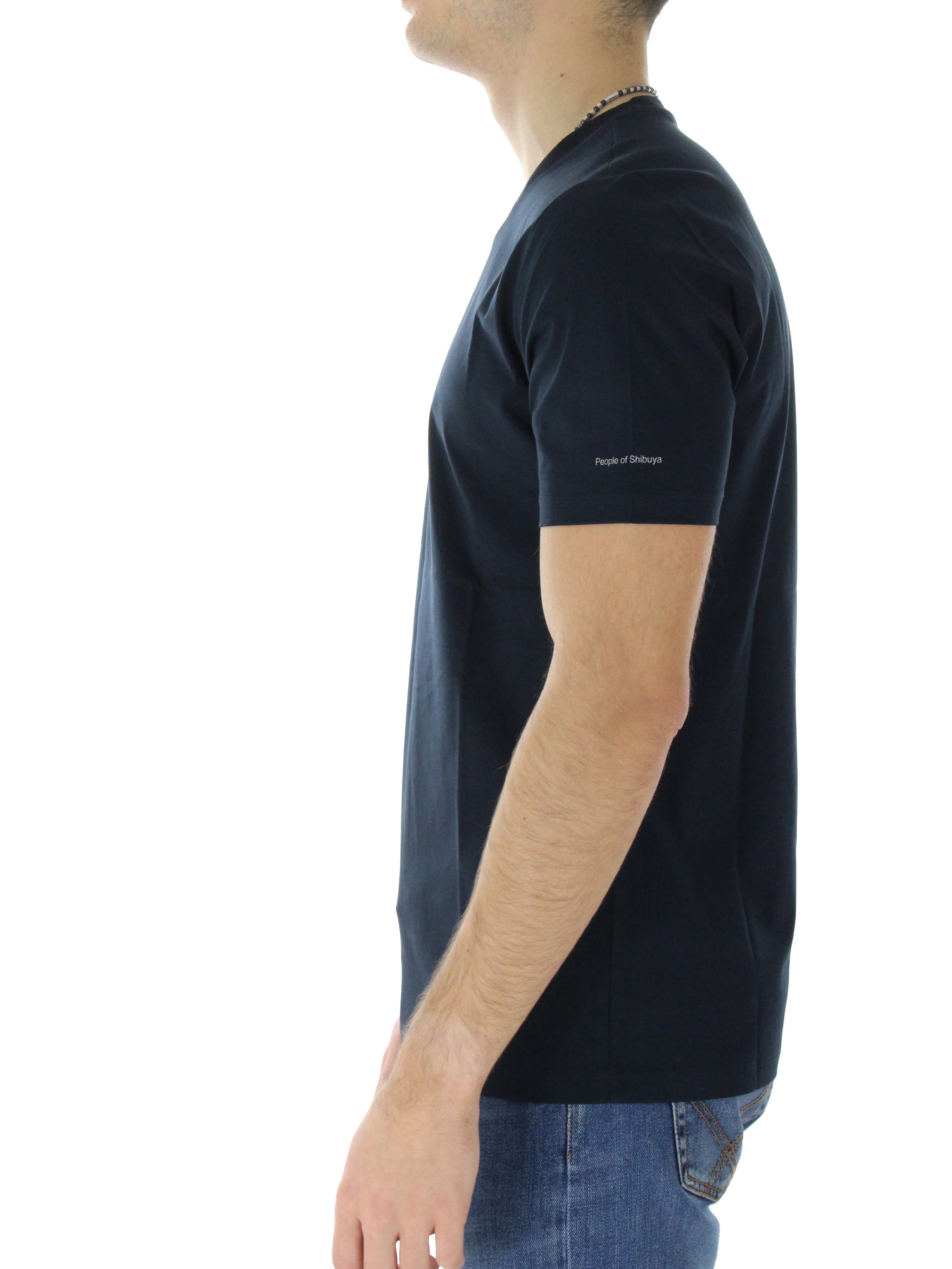 PEOPLE OF SHIBUYA T-SHIRT LOGO SHIKO PM444M BLU NAVY