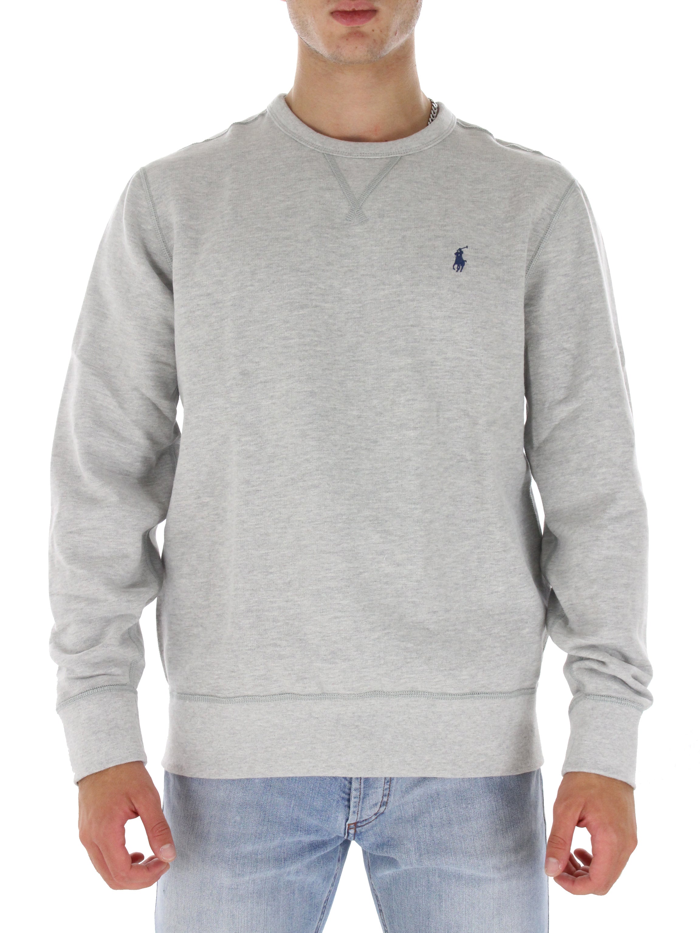 POLO RALPH LAUREN FELPA CUSTOM FIT 710766772 GRIGIO CHIARO