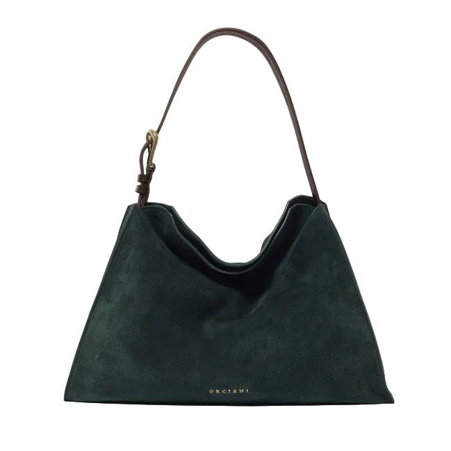 Borsa Trinity Peach Oro Midi a spalla in suede e cuoio