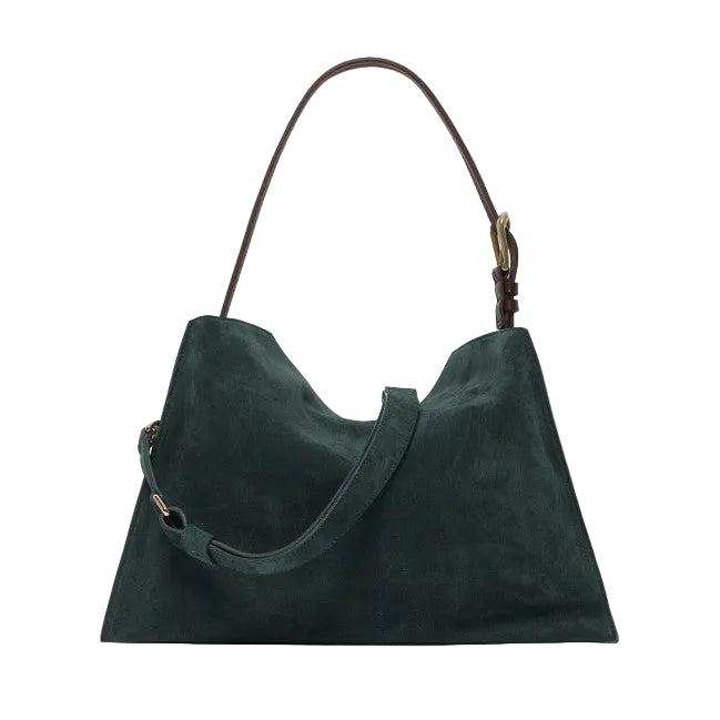 Borsa Trinity Peach Oro Midi a spalla in suede e cuoio