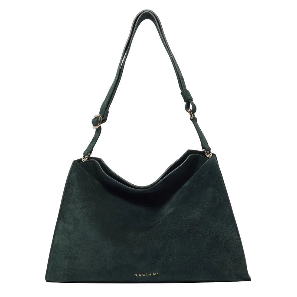 Borsa Trinity Peach Oro Midi a spalla in suede e cuoio