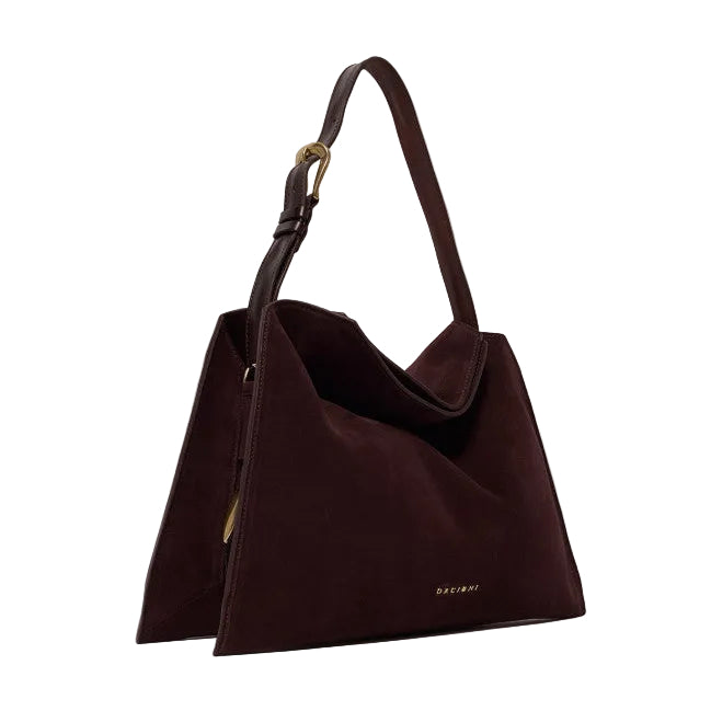 Borsa Trinity Peach Oro Midi a spalla in suede e cuoio