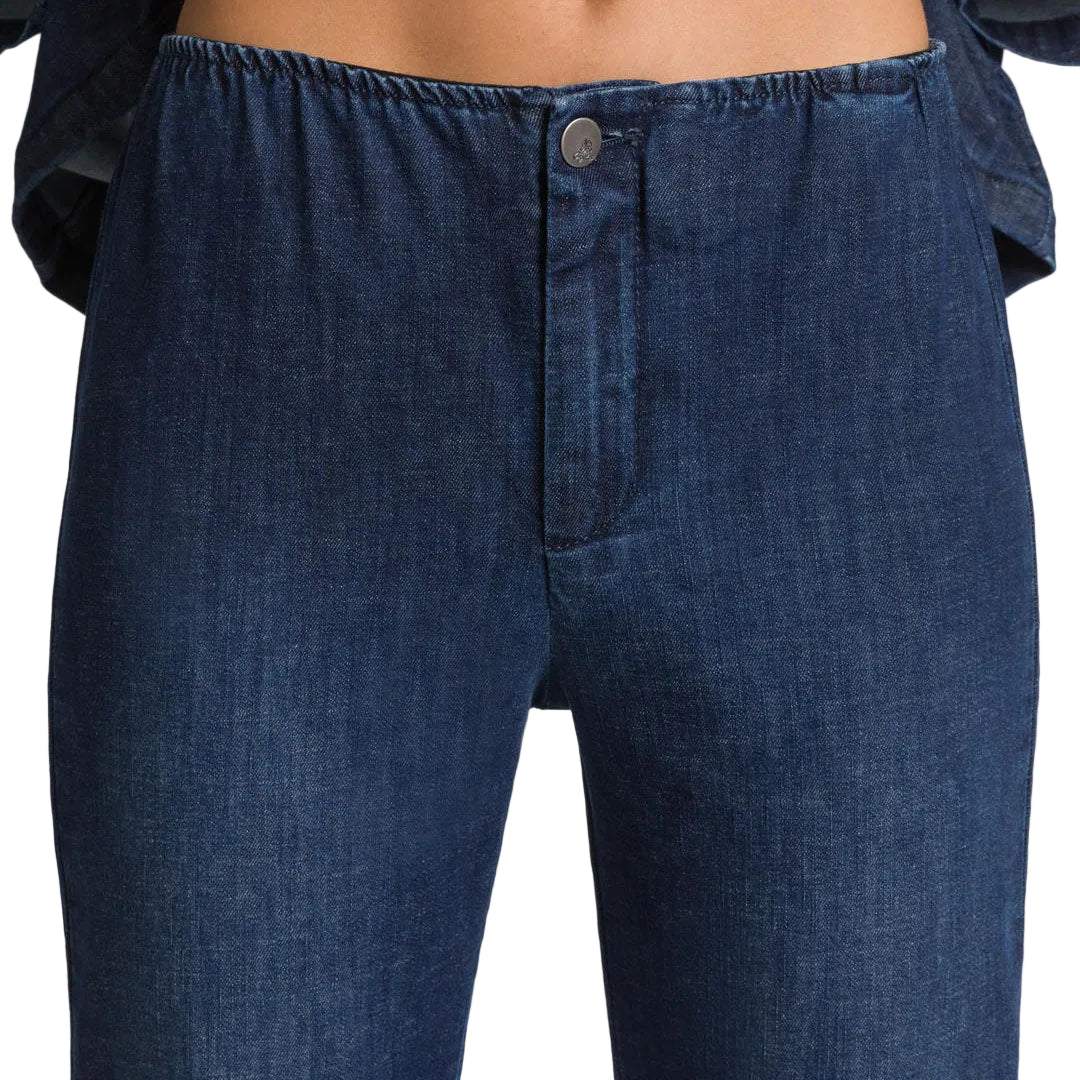 Pantalone con Cinta Elastica in Denim