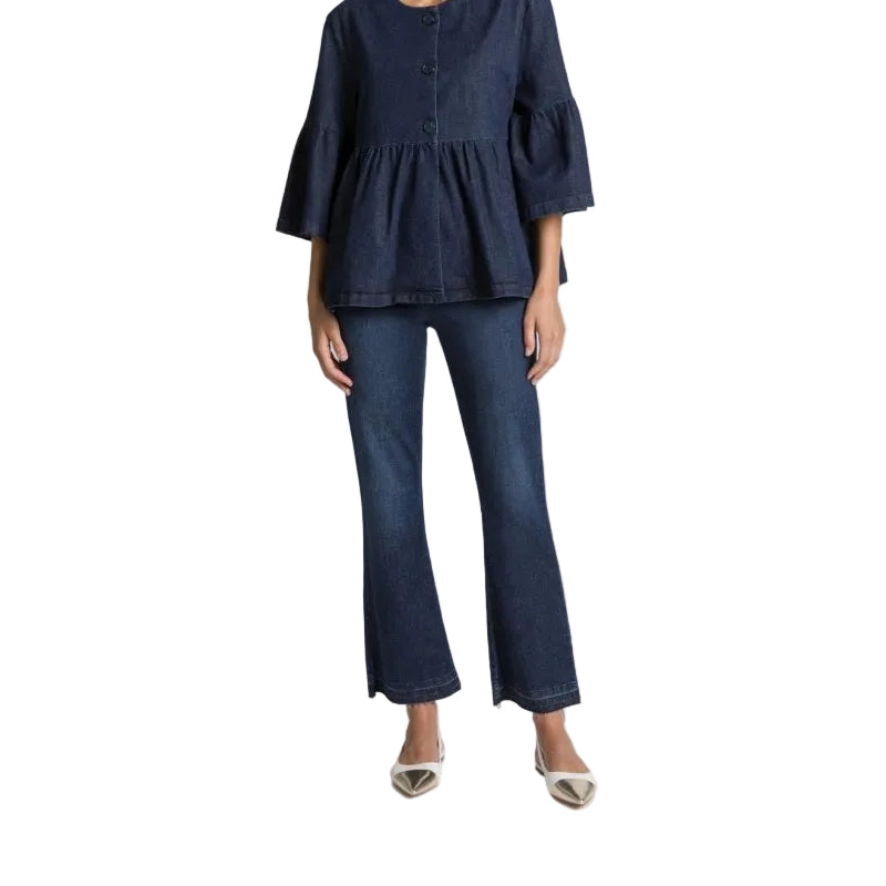 Pantalone con Cinta Elastica in Denim