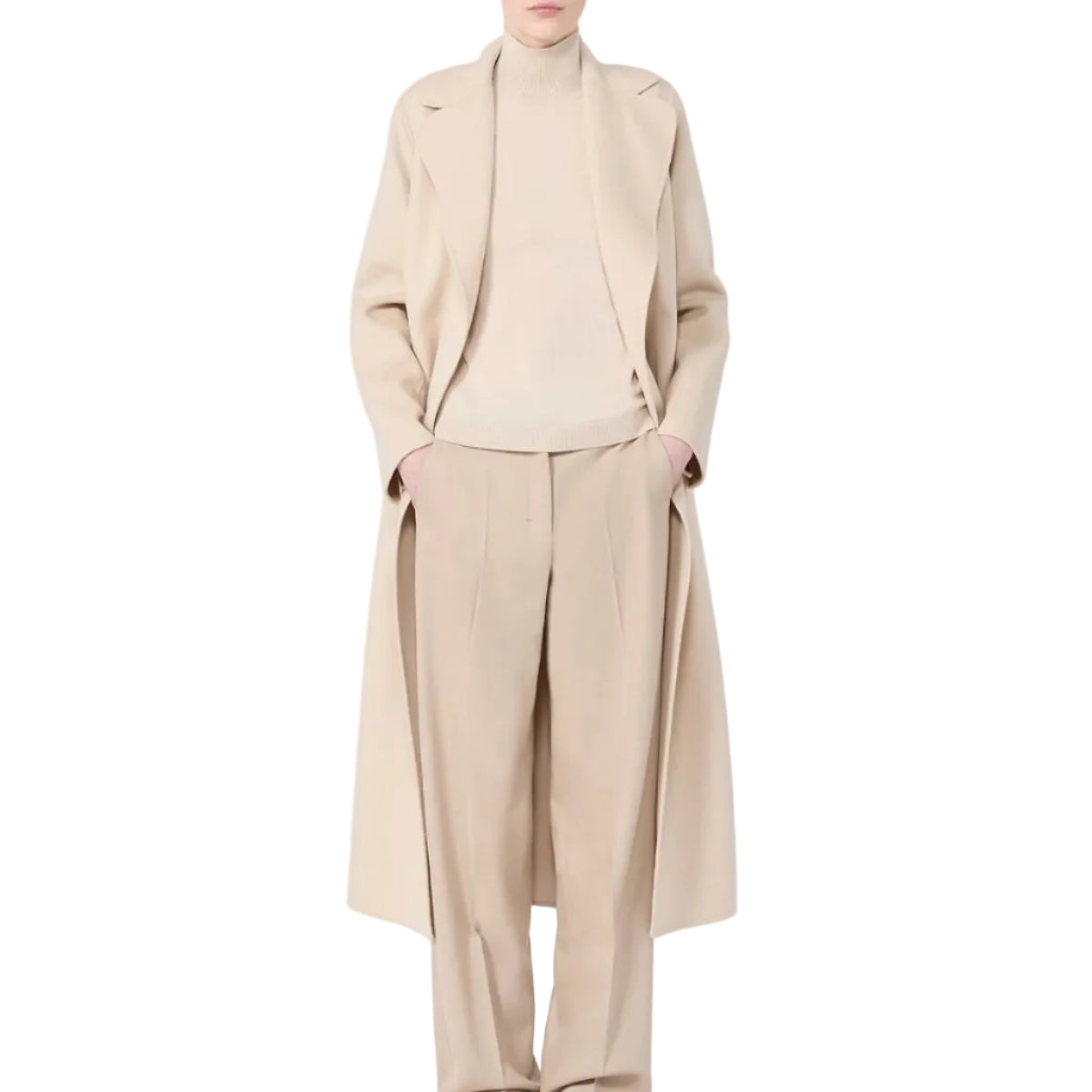 Cappotto a vestaglia in drap di lana Poldo
