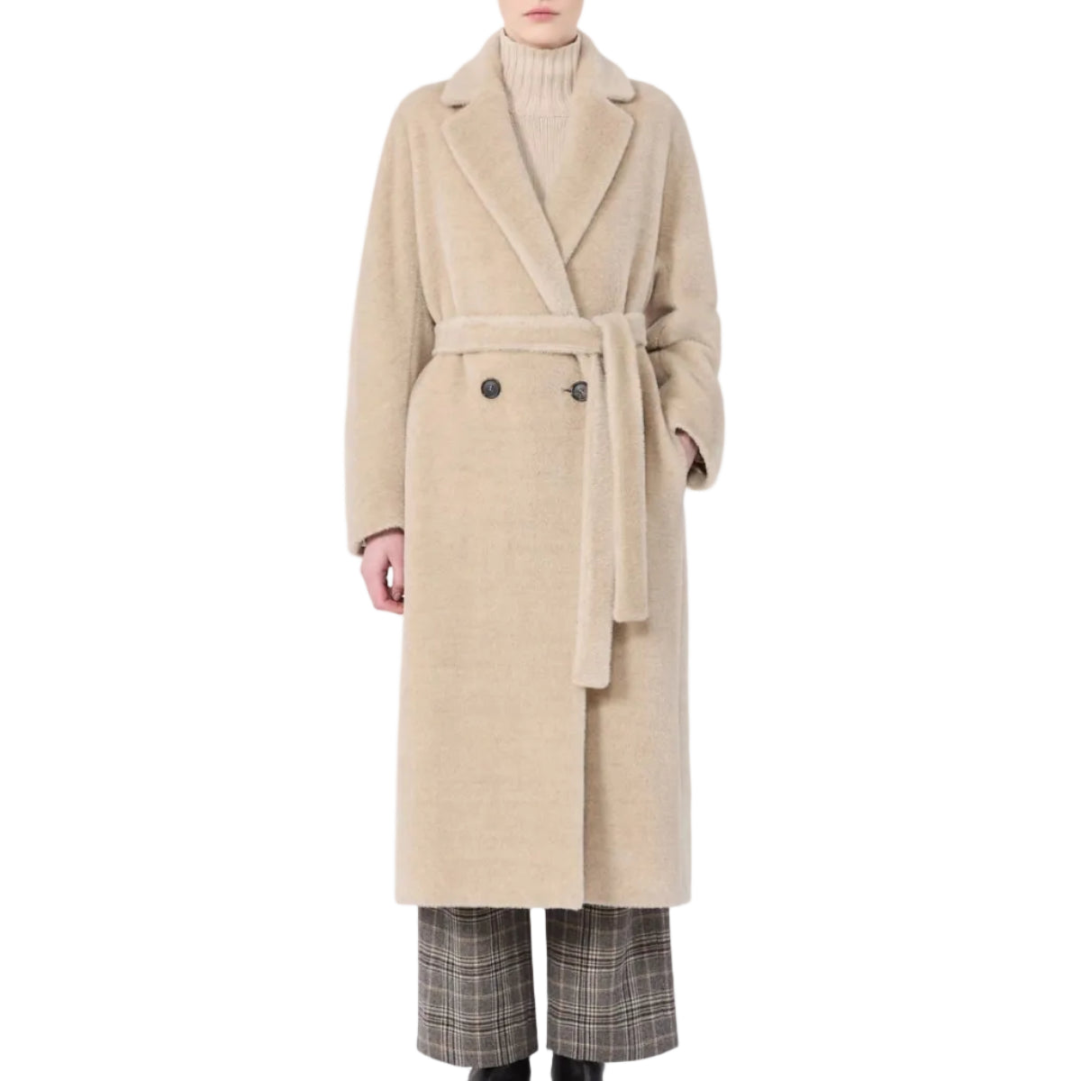 Cappotto doppiopetto in alpaca e lana
