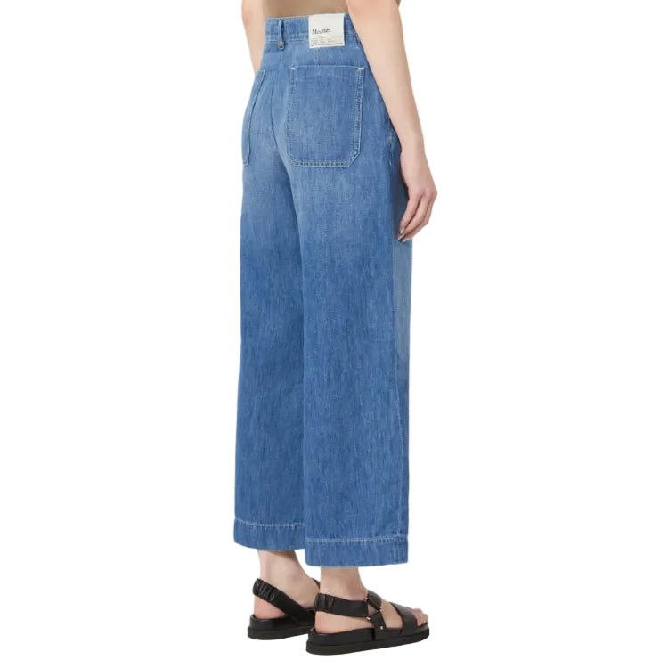 Pantalone in denim di cotone e lino