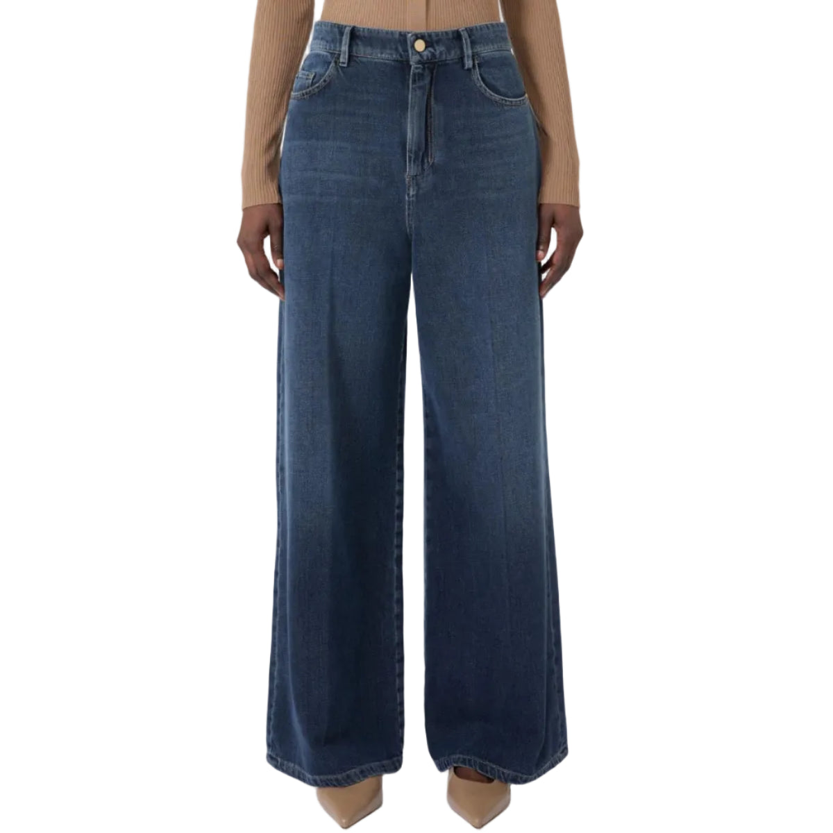 Jeans ampio in denim di cotone Elia